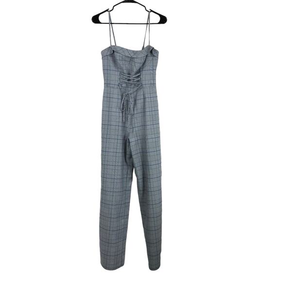 Reformation NWT Cameran Jumpsuit Grey Plaid Size 2 Adjustable Corset Bodice - Picture 4 of 14